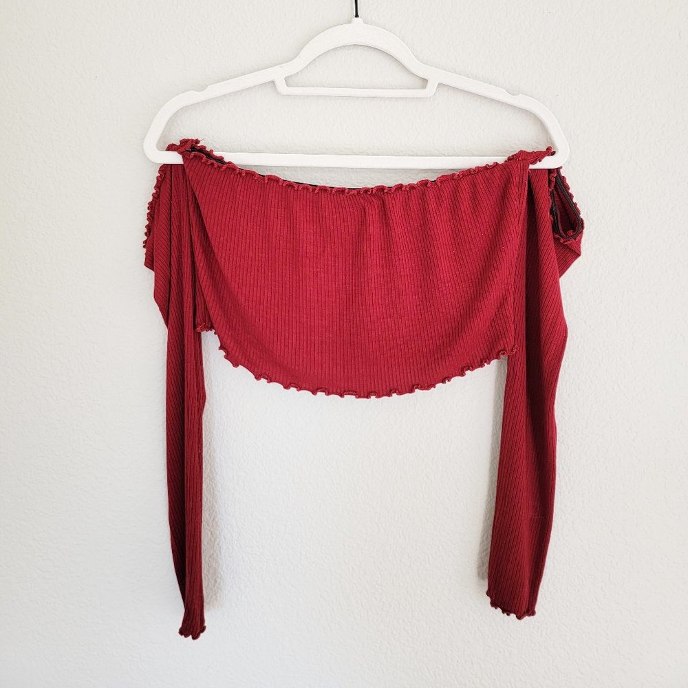 Red Off the Shoulder Crop Top